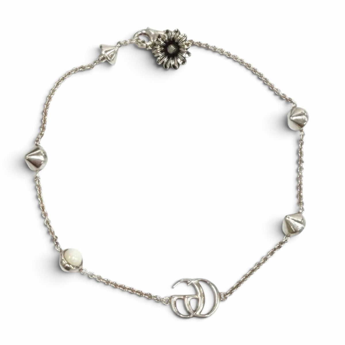 Gucci Double G Mother of Pearl Bracelet 925 Color Stone White Silver — view 3