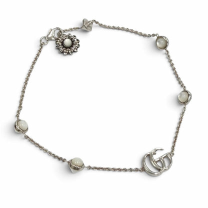 Gucci Double G Mother of Pearl Bracelet 925 Color Stone White Silver