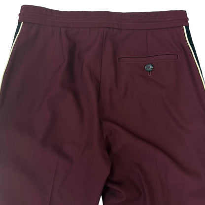 Loewe Wool 100% Lambskin Anagram Embroidery Side Line Trousers Bordeaux Pants 48 — view 4