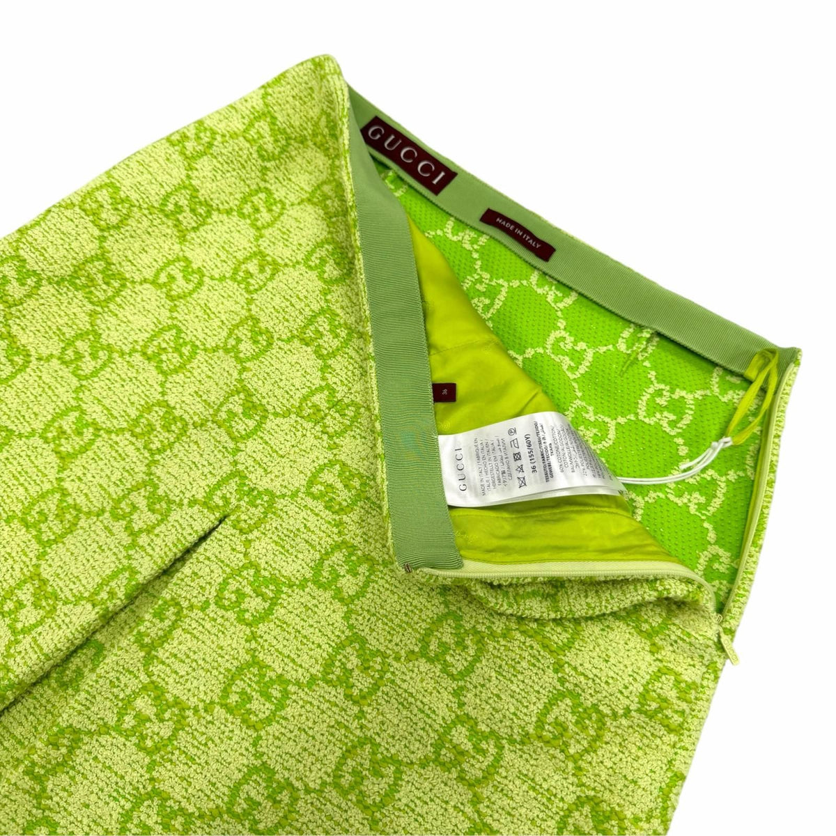 Gucci Cotton GG Jacquard Trapezoid Skirt Light Green 36 — view 4