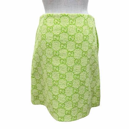 Gucci Cotton GG Jacquard Trapezoid Skirt Light Green 36 — view 3