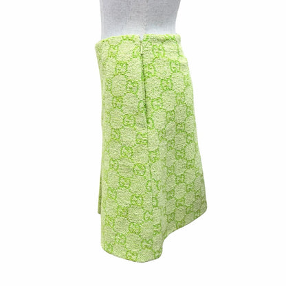 Gucci Cotton GG Jacquard Trapezoid Skirt Light Green 36 — view 2