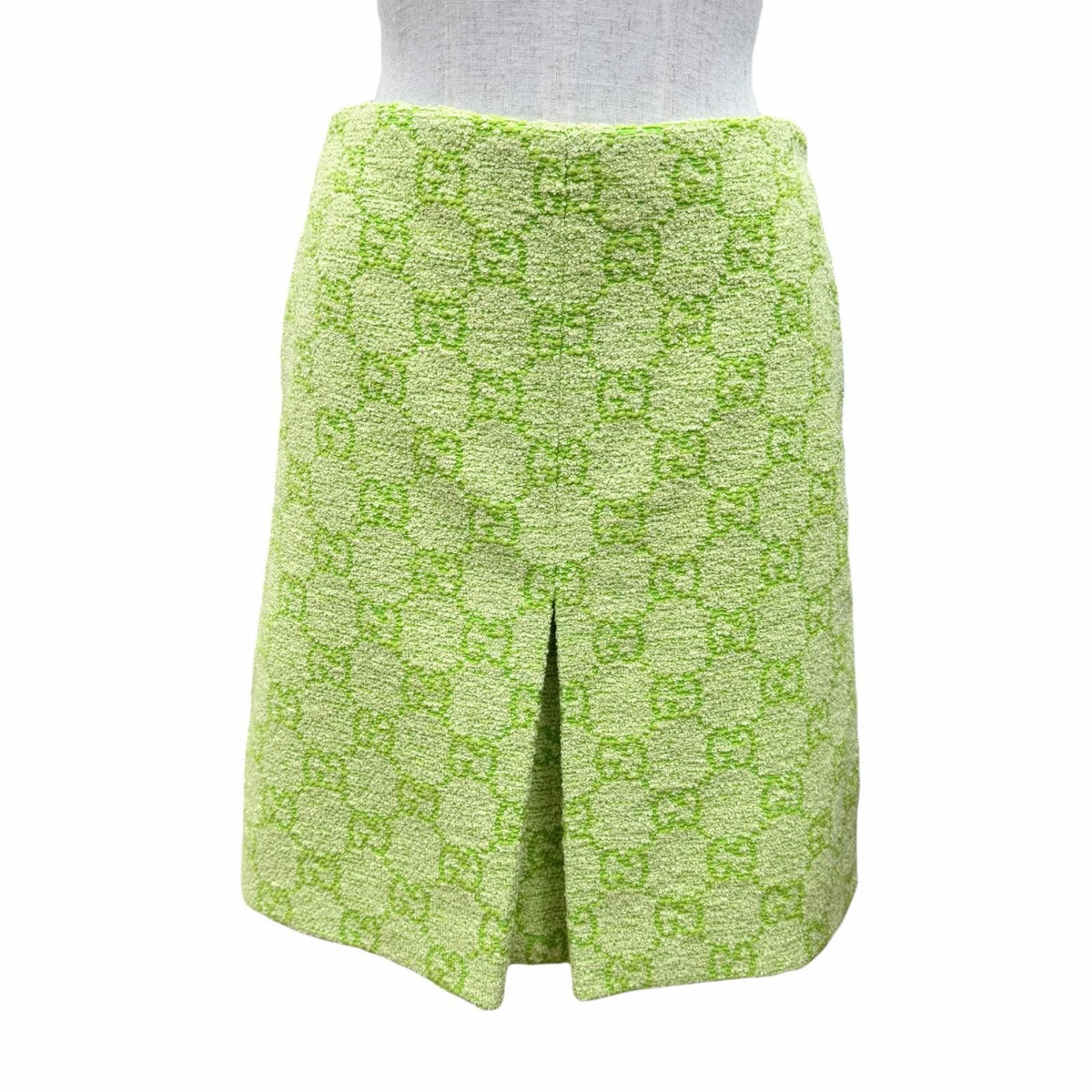 Gucci Cotton GG Jacquard Trapezoid Skirt Light Green 36