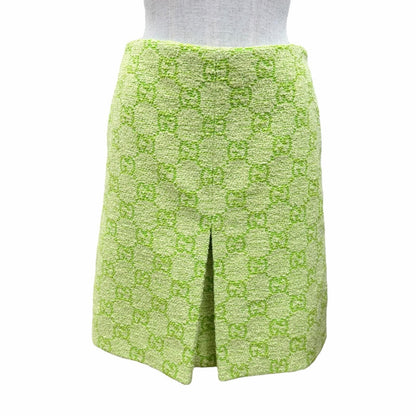 Gucci Cotton GG Jacquard Trapezoid Skirt Light Green 36