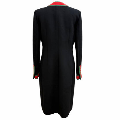 Gucci Wool 100% GG Marmont Web Line Collarless Coat Black 40 — view 4