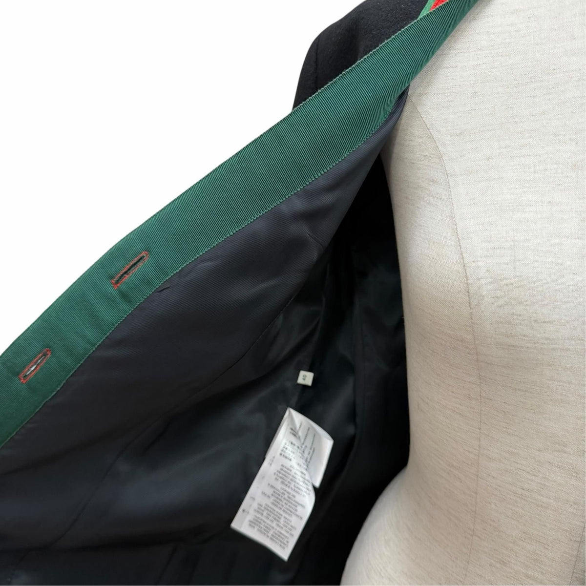 Gucci Wool 100% GG Marmont Web Line Collarless Coat Black 40 — view 5