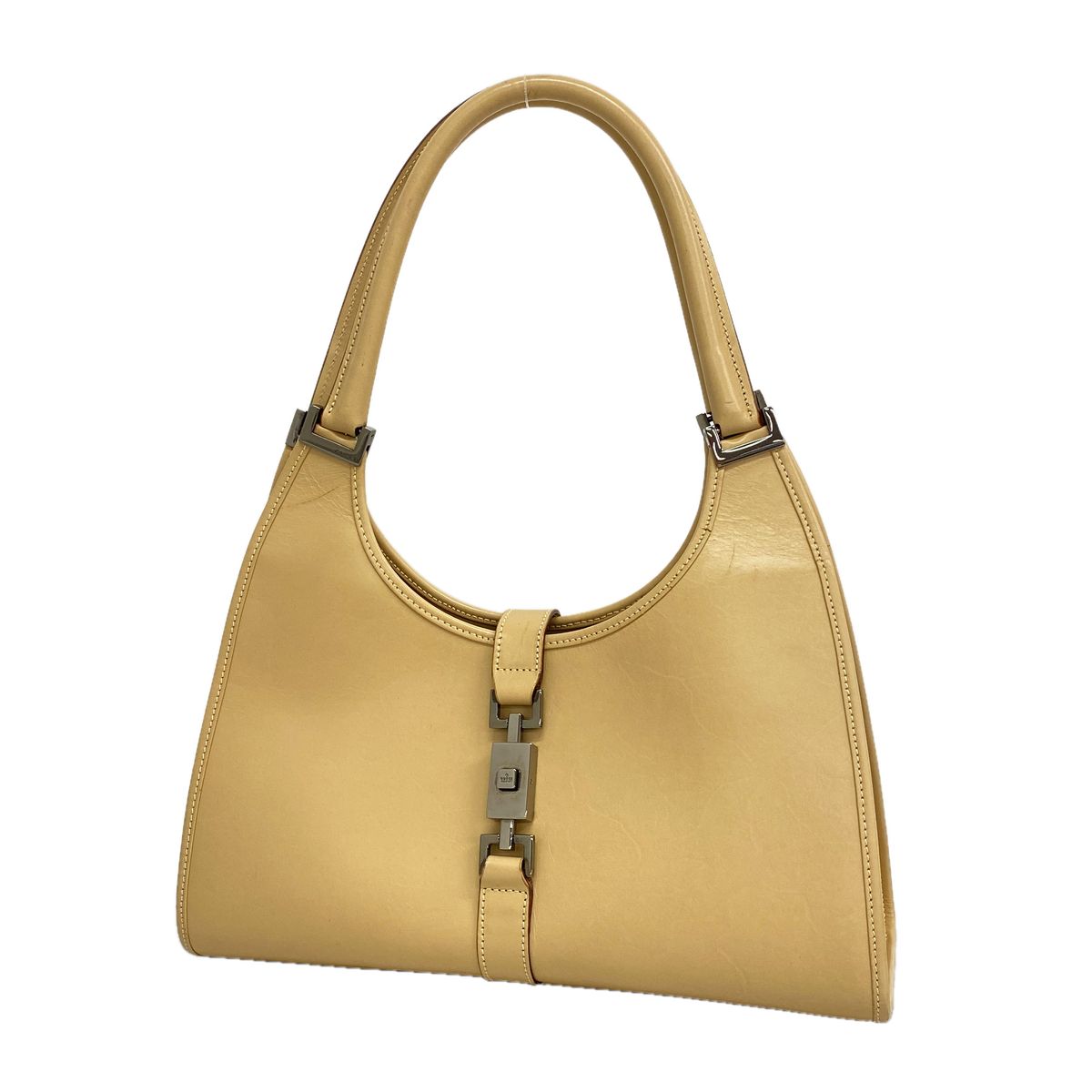 Gucci Handbag Jackie Leather Light Brown Silver