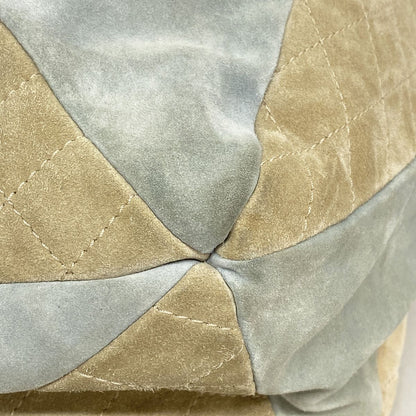 Chanel Shoulder Bag Quilted Suede Beige Green Blue Silver — view 6