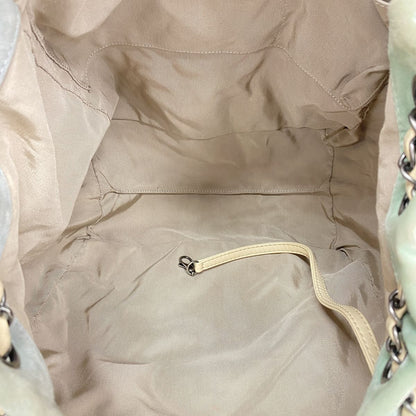 Chanel Shoulder Bag Quilted Suede Beige Green Blue Silver — view 4