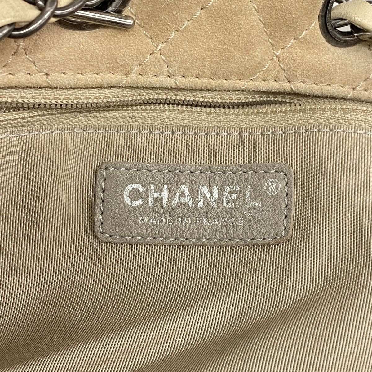 Chanel Shoulder Bag Quilted Suede Beige Green Blue Silver — view 5