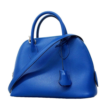 Hermes Handbag Bolide 1923 25 Veau Epsom Blue France Silver 2-Way Bag