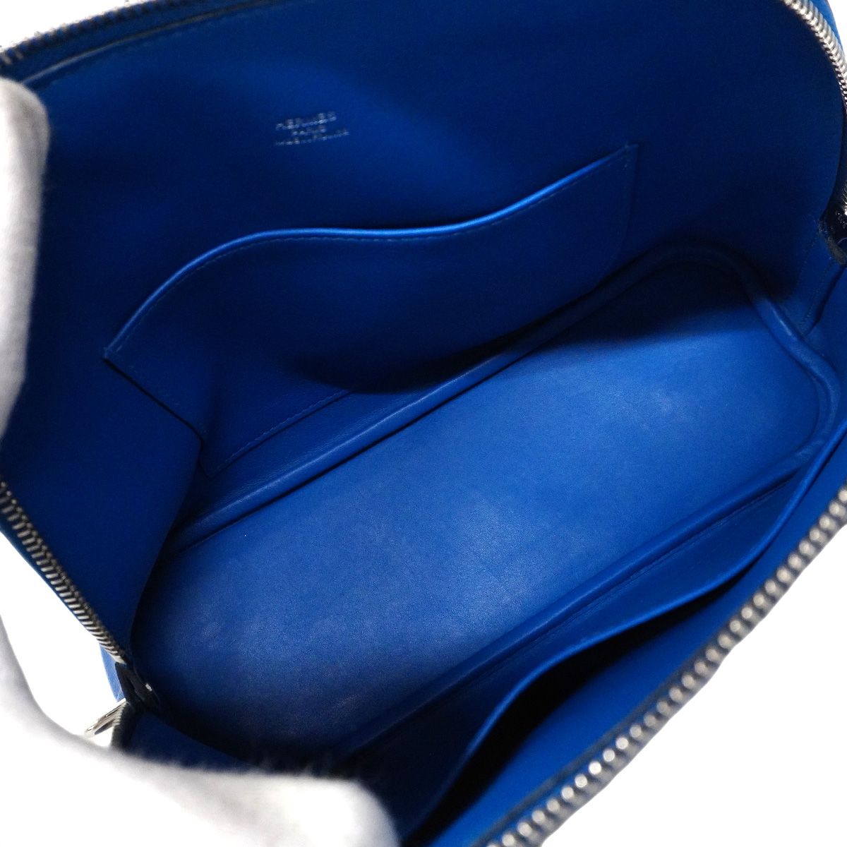 Hermes Handbag Bolide 1923 25 Veau Epsom Blue France Silver 2-Way Bag — view 4