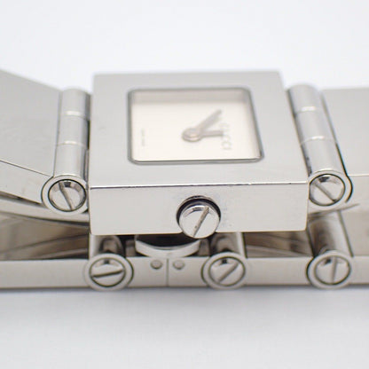 Gucci 600 L Square Shape Quartz Watch Silver Dial Ssstrap — view 7