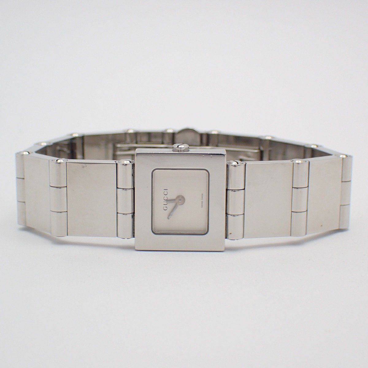 Gucci 600 L Square Shape Quartz Watch Silver Dial Ssstrap — view 2