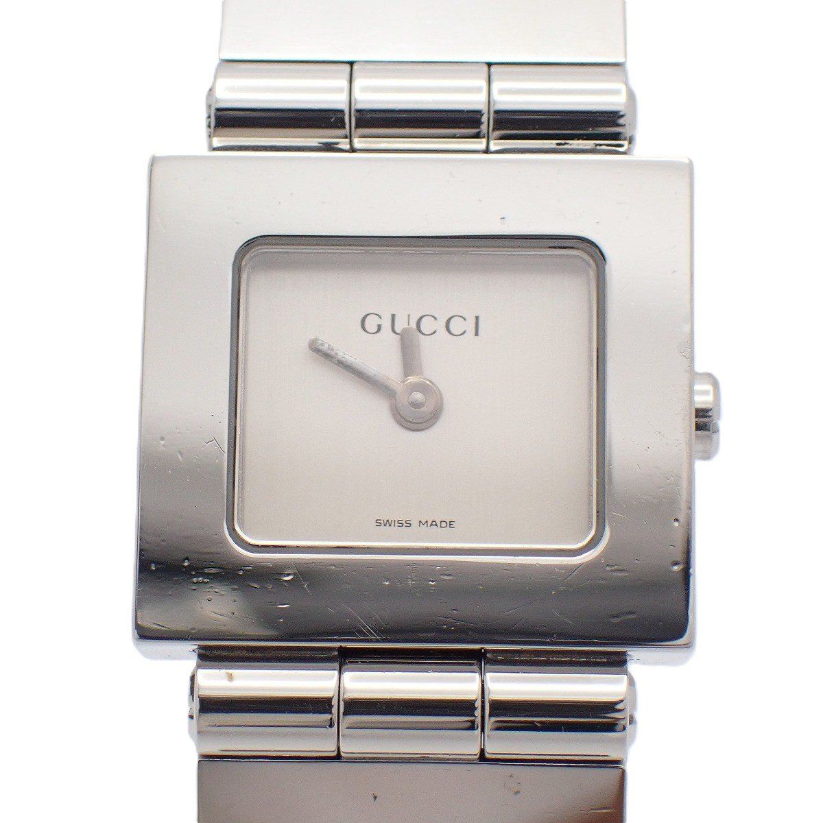 Gucci 600 L Square Shape Quartz Watch Silver Dial Ssstrap