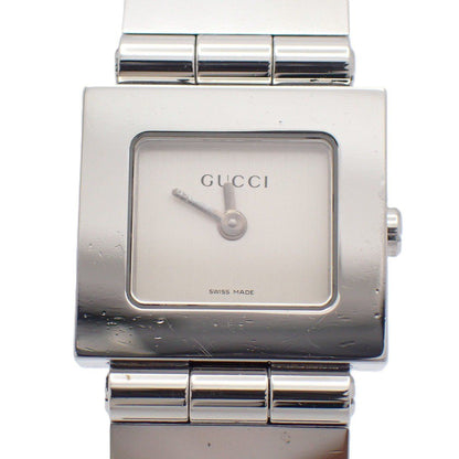 Gucci 600 L Square Shape Quartz Watch Silver Dial Ssstrap