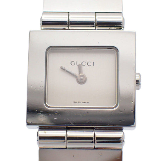 Gucci 600 L Square Shape Quartz Watch Silver Dial Ssstrap