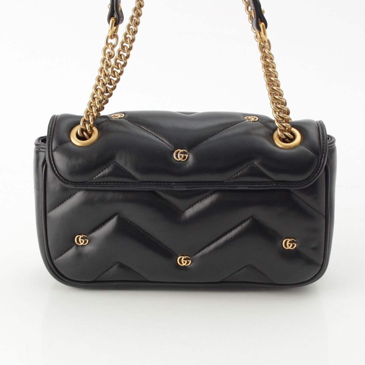 Gucci GG Marmont Leather Quilted Locking G Chain Shoulder Bag Black — view 4