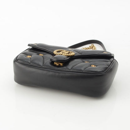 Gucci GG Marmont Leather Quilted Locking G Chain Shoulder Bag Black — view 5