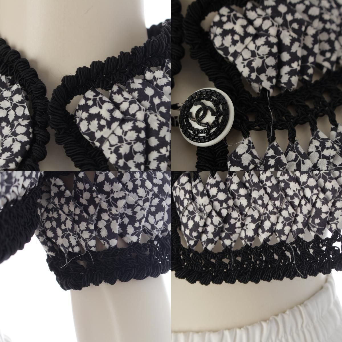 Chanel 09P Cotton Cape Bolero Poncho Jacket Black White 38 — view 8
