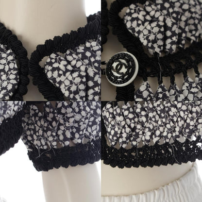 Chanel 09P Cotton Cape Bolero Poncho Jacket Black White 38 — view 8