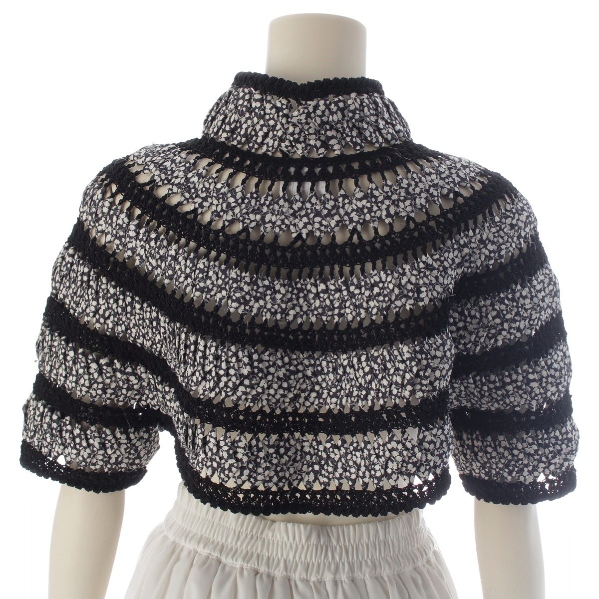 Chanel 09P Cotton Cape Bolero Poncho Jacket Black White 38 — view 4