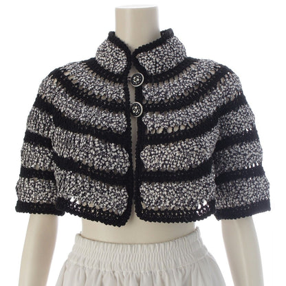 Chanel 09P Cotton Cape Bolero Poncho Jacket Black White 38