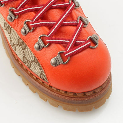 Gucci the North Face GG Canvas Leather Trekking Boots Orange — view 6