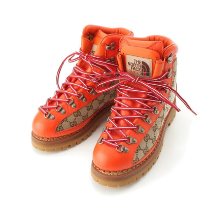 Gucci the North Face GG Canvas Leather Trekking Boots Orange