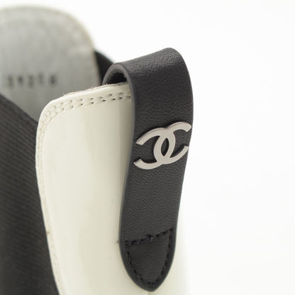 Chanel 22A Patent Leather CC Logo Side Gore Ankle Boots White 36C — view 8