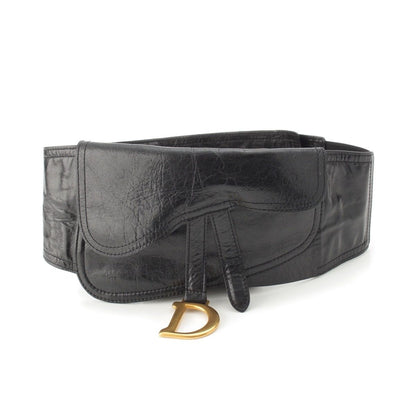 Dior Saddle Leather Waist Pouch Belt Black