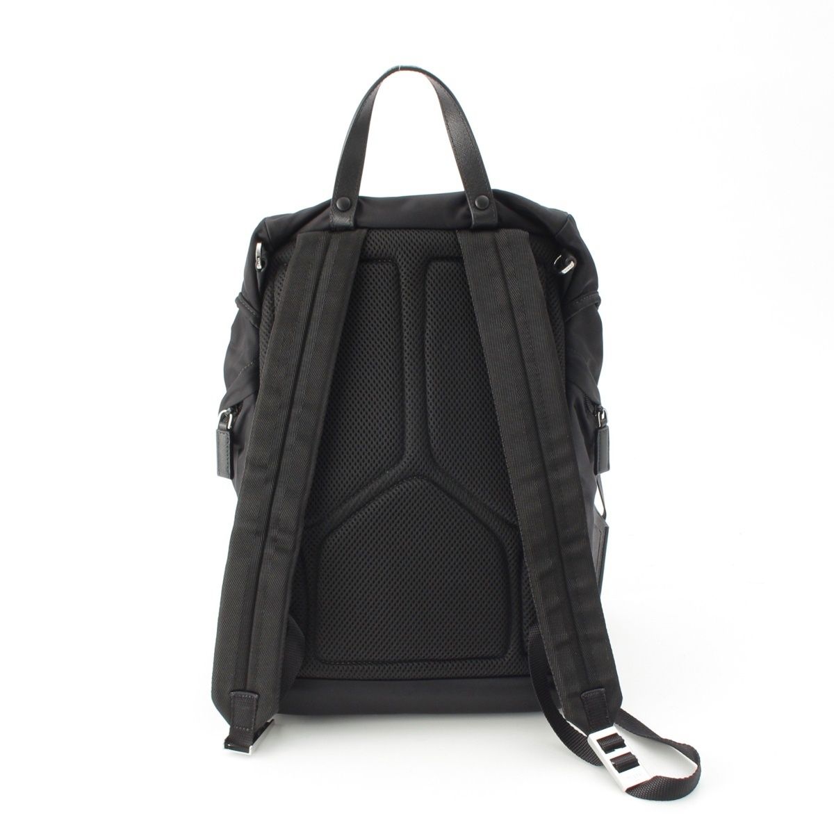 Prada Tessuto Triangle Logo Backpack Black — view 4