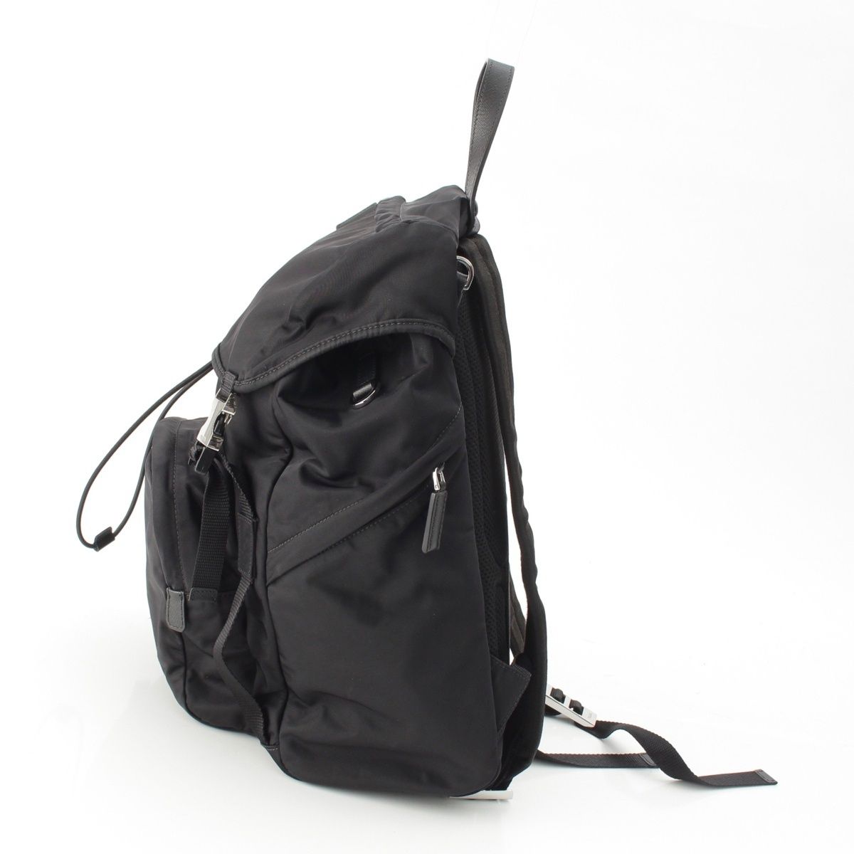 Prada Tessuto Triangle Logo Backpack Black — view 3