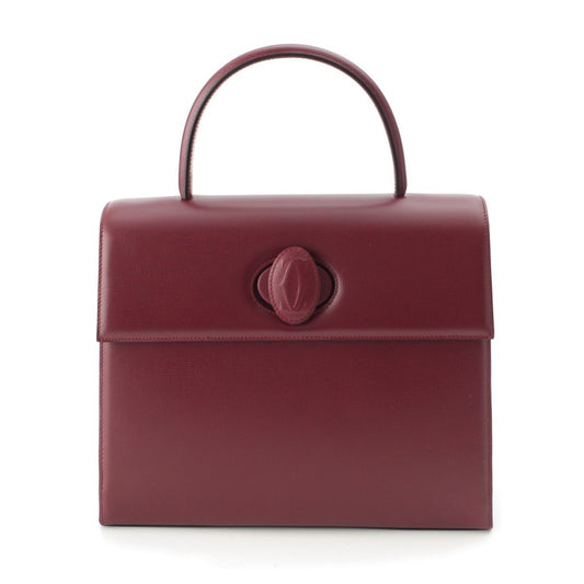 Cartier Must Line Leather Turnlock Top Handle Handbag Bordeaux
