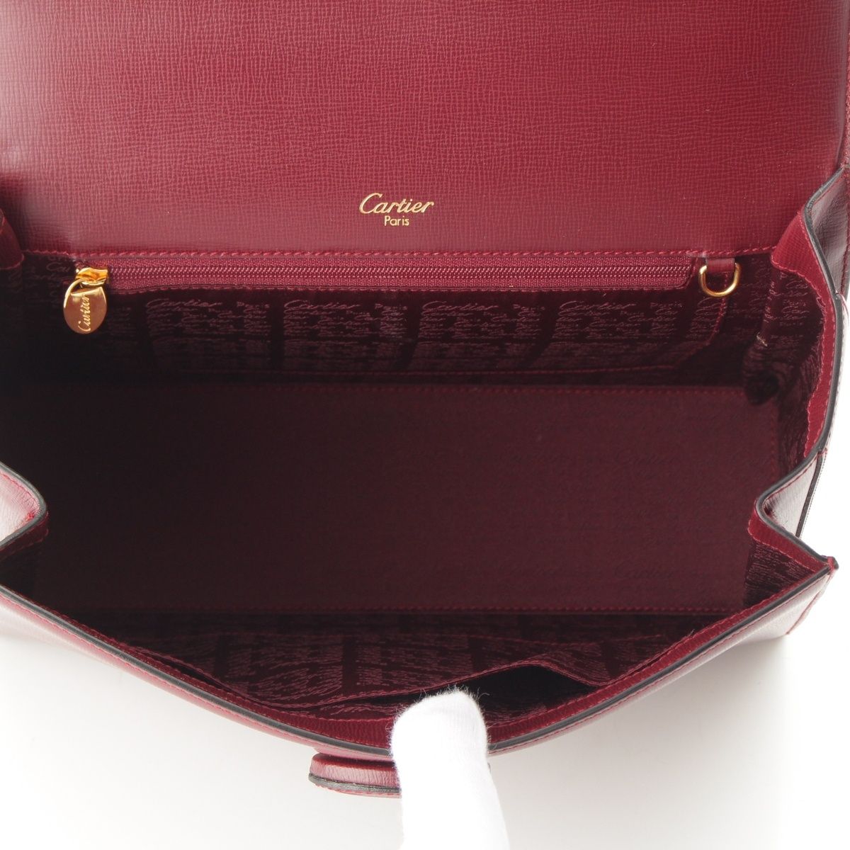 Cartier Must Line Leather Turnlock Top Handle Handbag Bordeaux — view 6