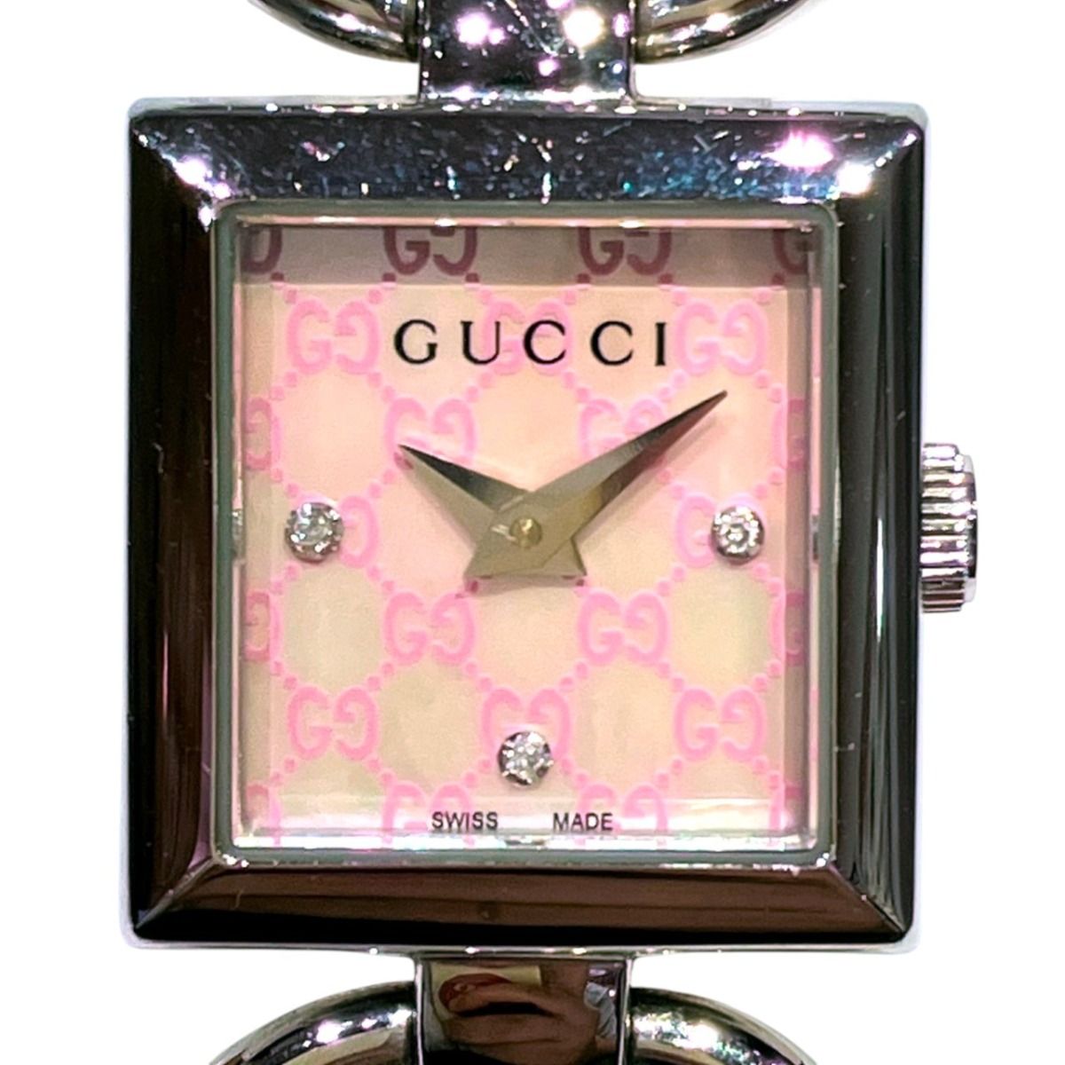 Gucci Tornavoni Watch SS Quartz Shell Pink Dial