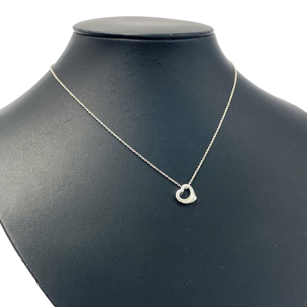 Tiffany & Co Silver Mini Open Heart Necklace — view 3