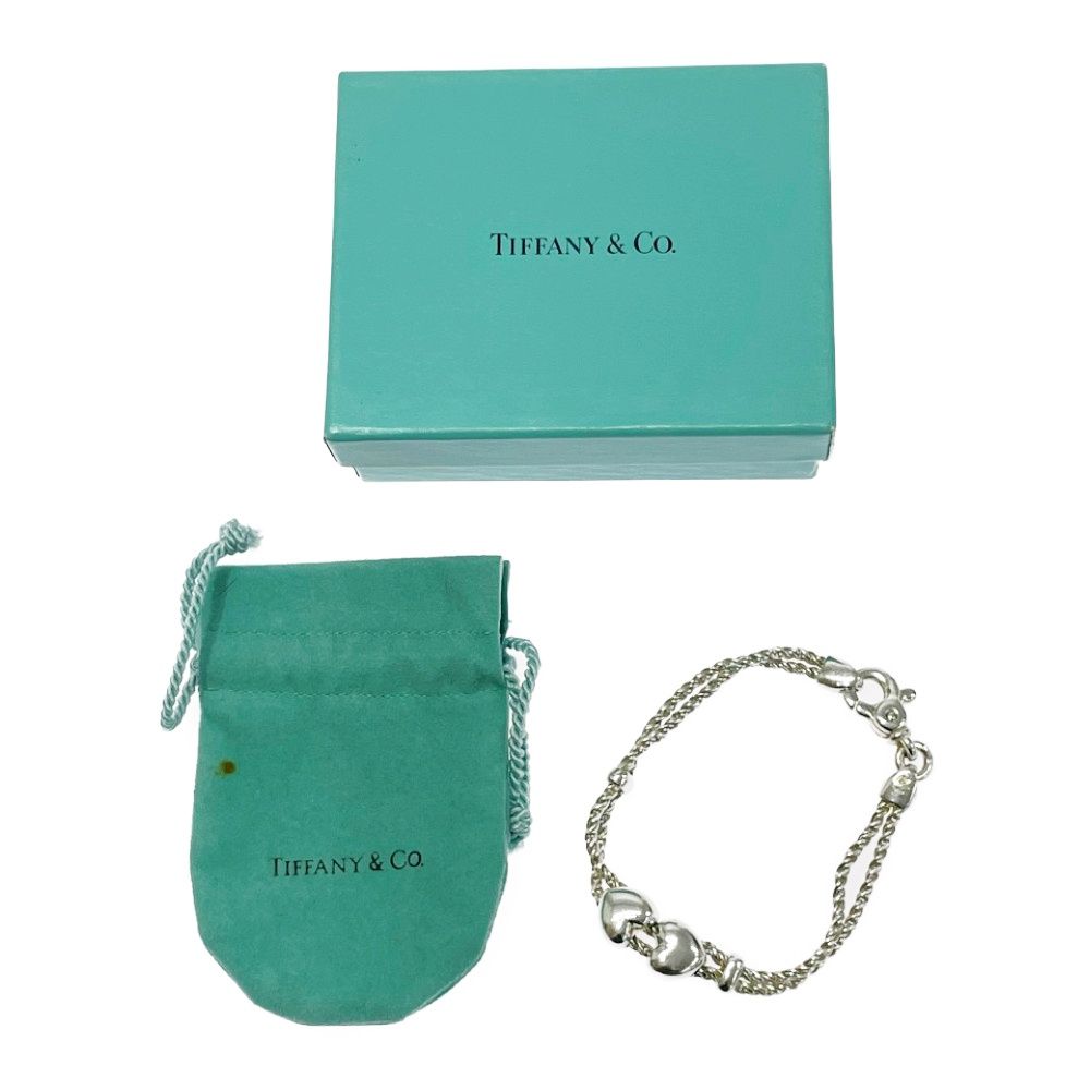 Tiffany & Co Silver Double Rope Heart Bracelet