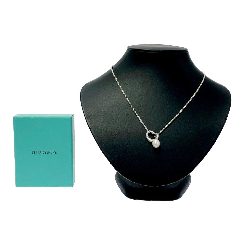 Tiffany & Co Silver Pearl Heart Lariat Necklace