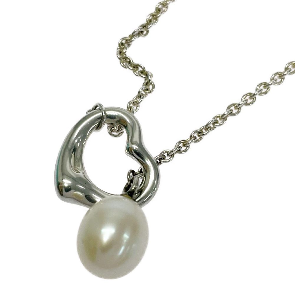 Tiffany & Co Silver Pearl Heart Lariat Necklace — view 5
