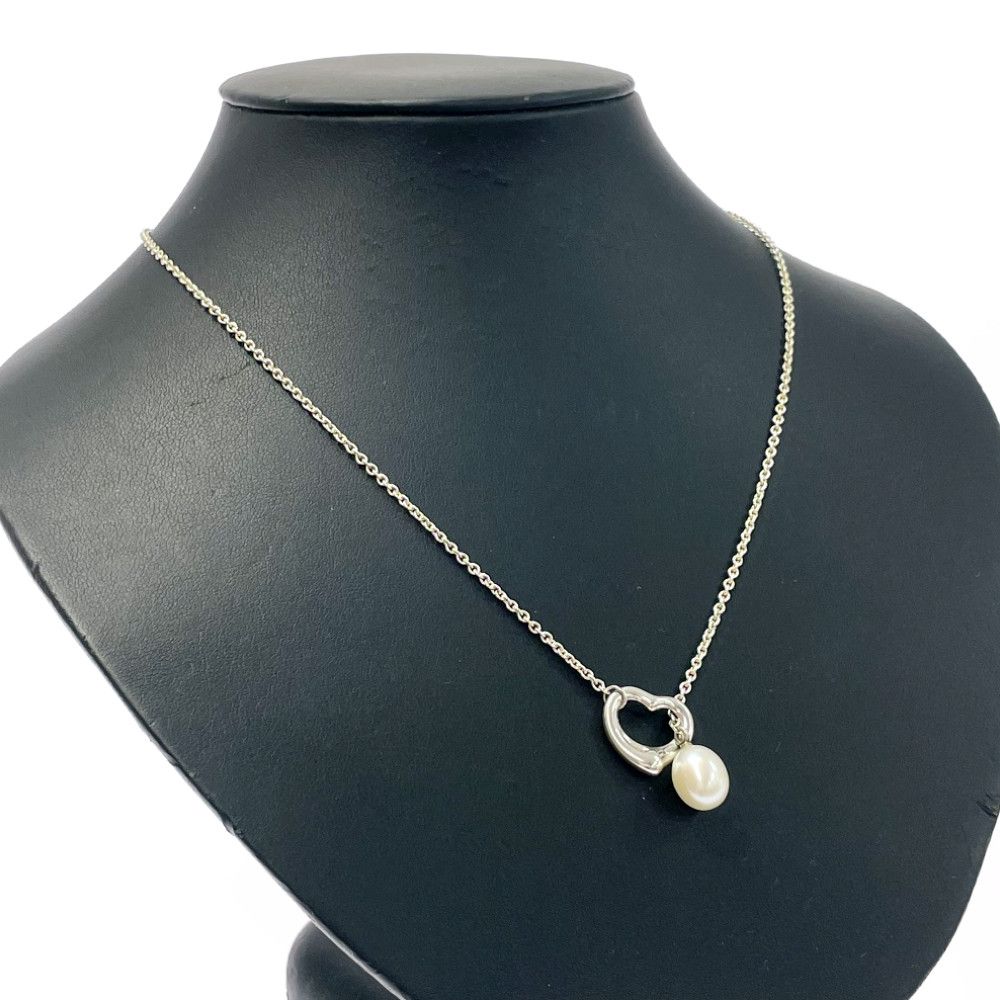 Tiffany & Co Silver Pearl Heart Lariat Necklace — view 3