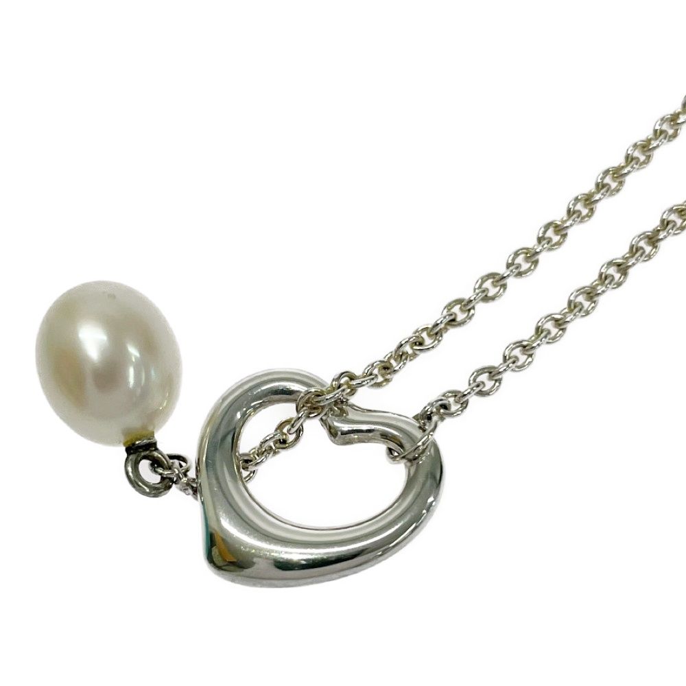Tiffany & Co Silver Pearl Heart Lariat Necklace — view 6