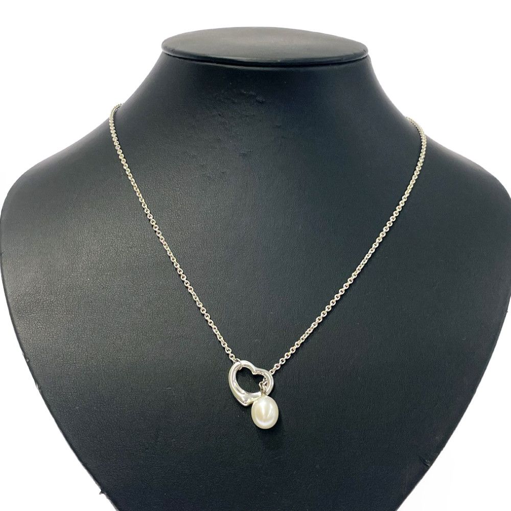 Tiffany & Co Silver Pearl Heart Lariat Necklace — view 2