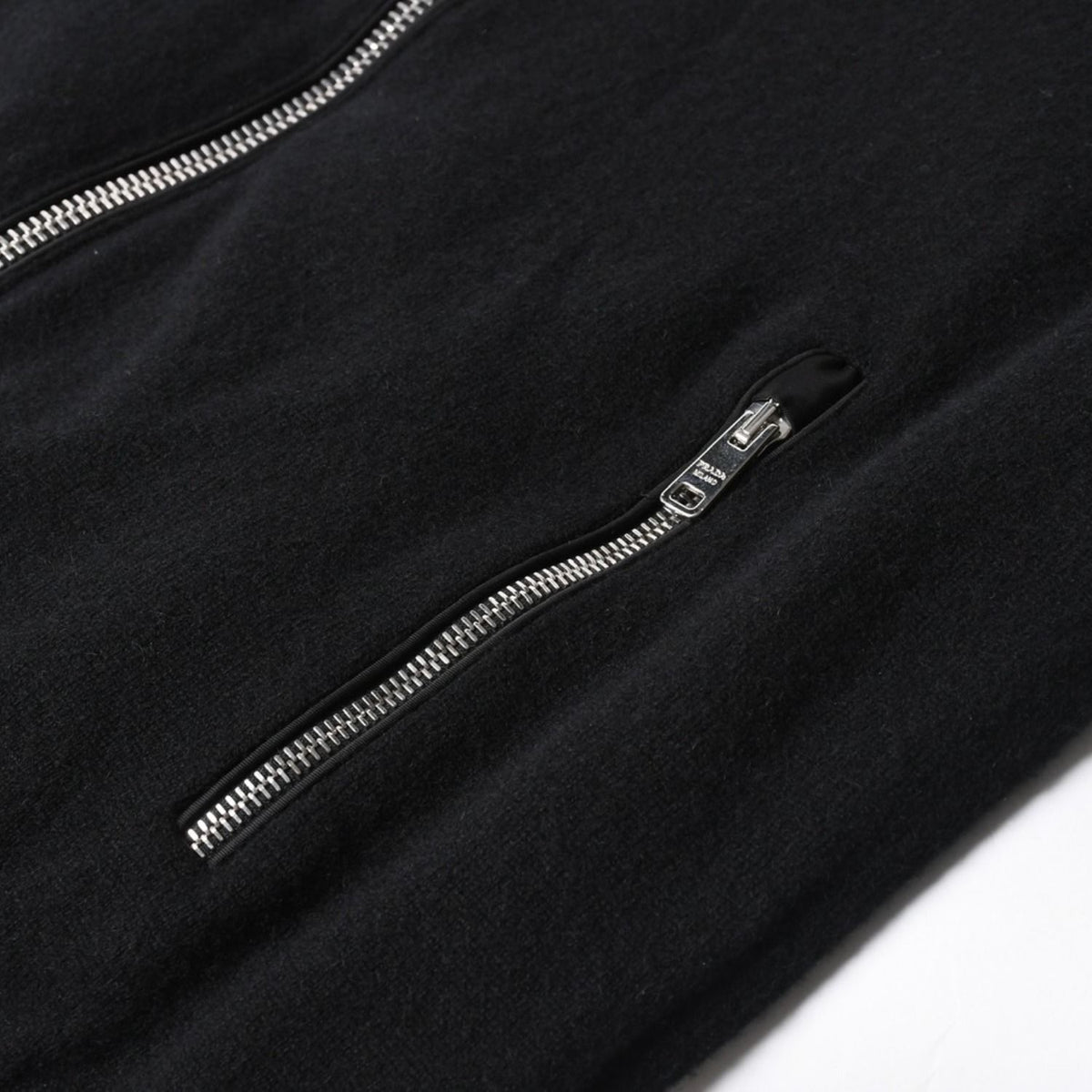 Prada Back Fleece Zip Up Vest Cashmere Black Silver 46 — view 5