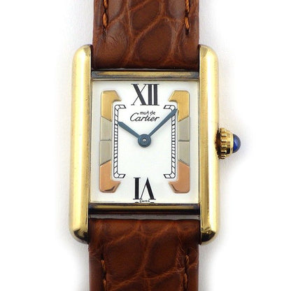 Cartier Watch Must Tank SM Vermeil Rectangular Trinity White Dial Roman Index