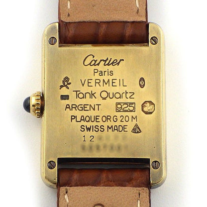 Cartier Watch Must Tank SM Vermeil Rectangular Trinity White Dial Roman Index — view 4