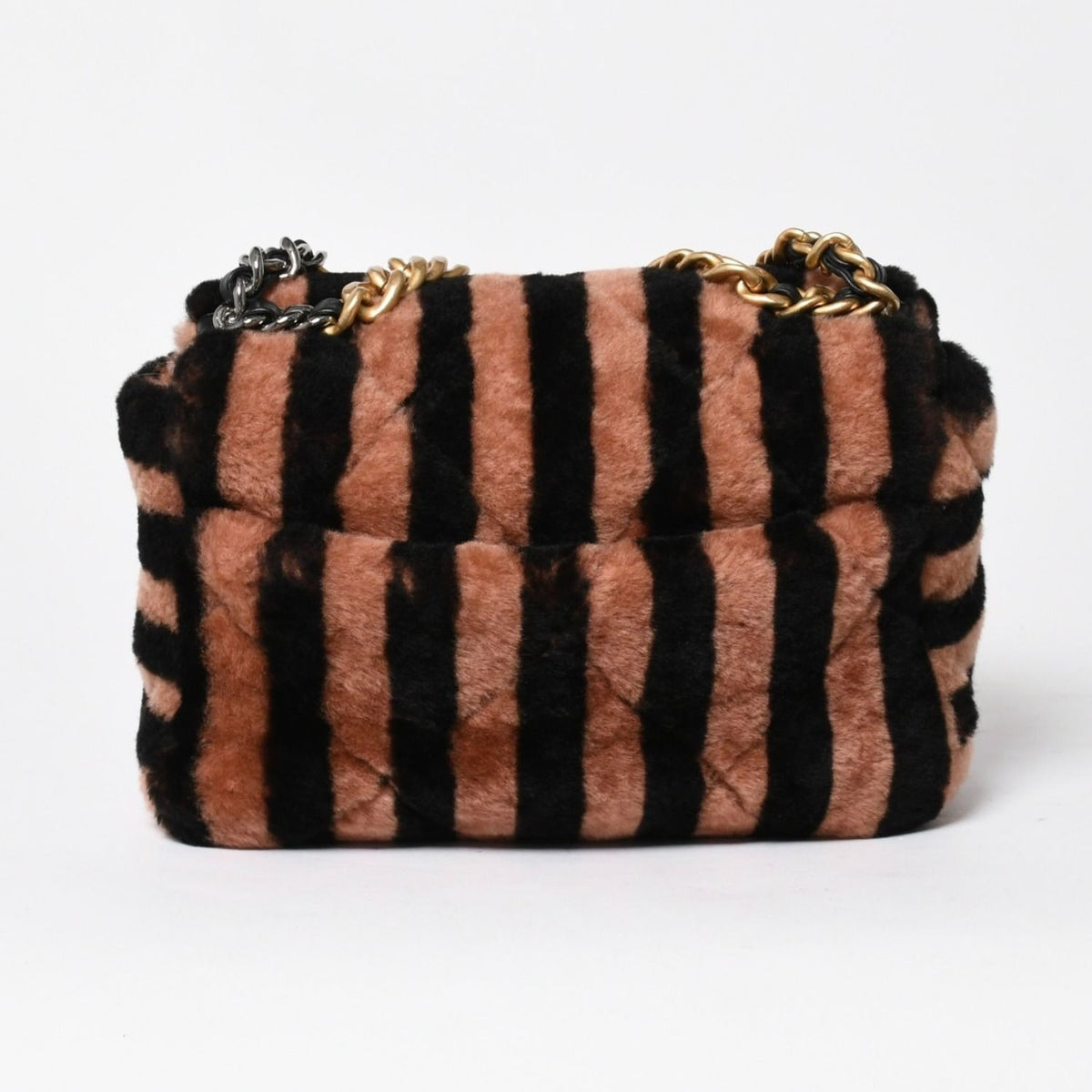 Chanel 19 Chain Bag CC Logo Stripe Shearling Fur Flap — view 2
