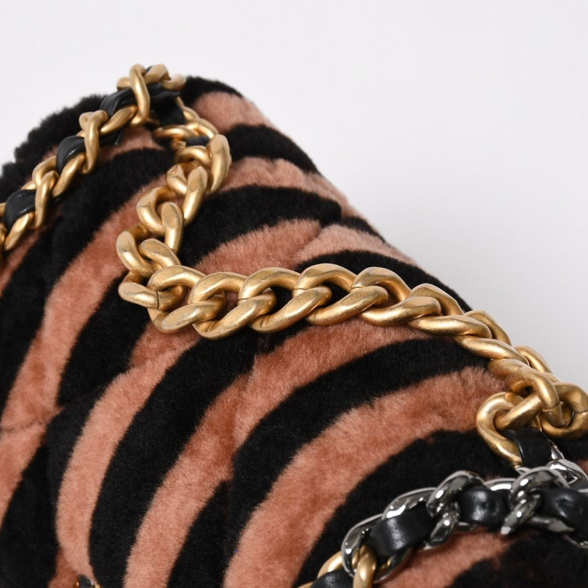 Chanel 19 Chain Bag CC Logo Stripe Shearling Fur Flap — view 5