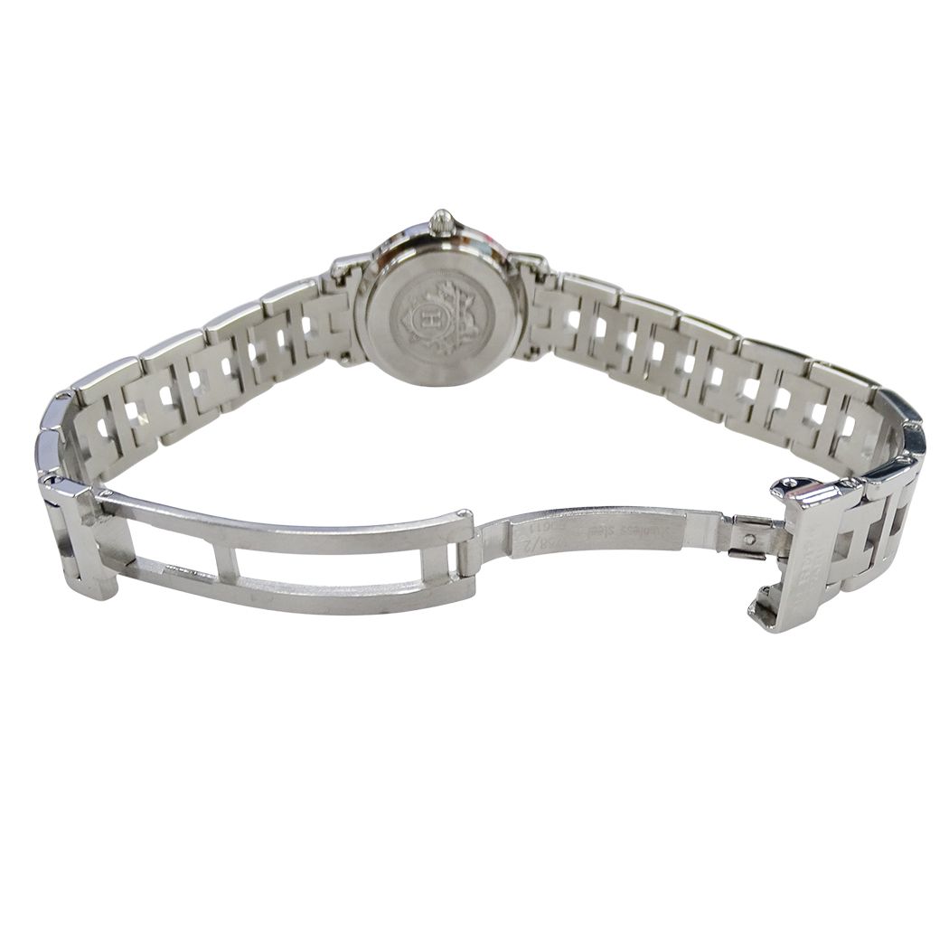 Hermes Watch Clipper Date Quartz Stainless Steel Silver Blue — view 4