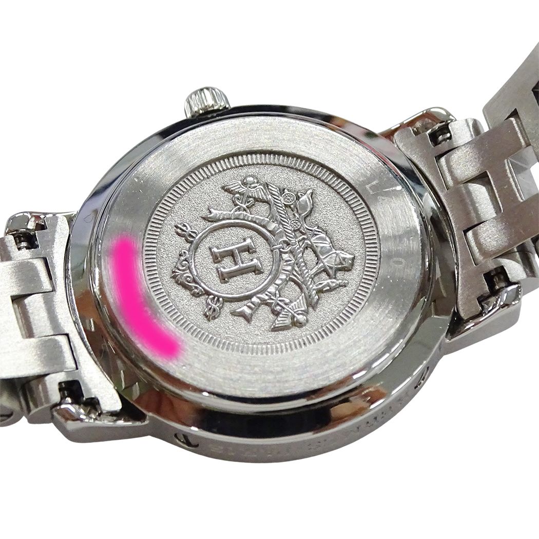 Hermes Watch Clipper Date Quartz Stainless Steel Silver Blue — view 7